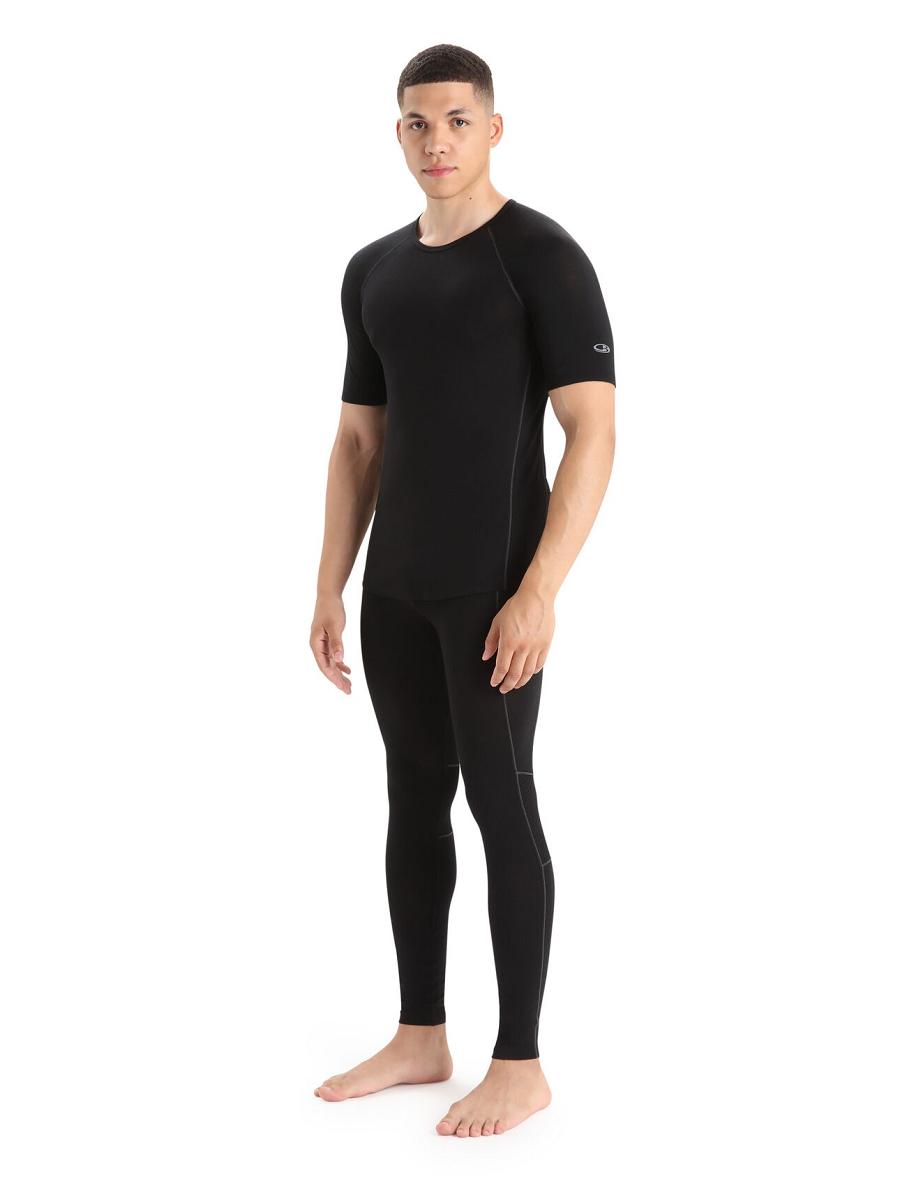 Men's Icebreaker BodyfitZone™ Merino 150 Zone Short Sleeve Crewe Thermal Top Base Layers Black | CA 1613GSOL